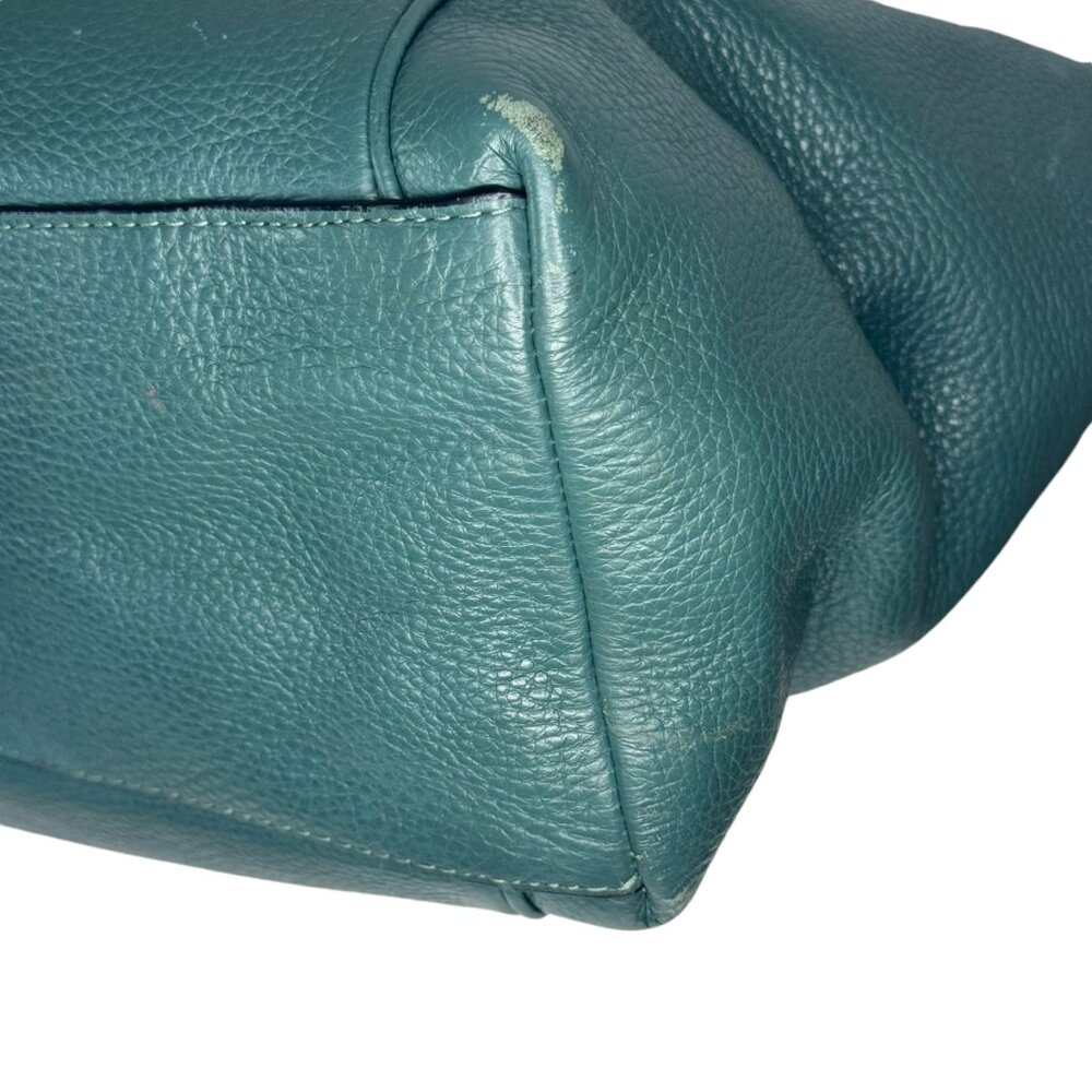 COACH - Ava Vintage Chain Tote Purse Dark Teal Pebbled Leather Silver Chain - Picture 9 of 16